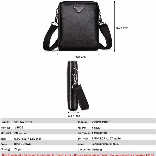 Planet Gates Luxury Brand Bags Leather Men's Single Shoulder Bag Double Pocket Men Bags Men Casual Crossbody Bag Handbag For Male