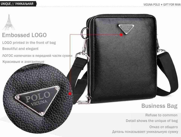 Planet Gates Luxury Brand Bags Leather Men's Single Shoulder Bag Double Pocket Men Bags Men Casual Crossbody Bag Handbag For Male