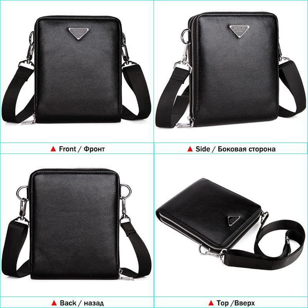 Planet Gates Luxury Brand Bags Leather Men's Single Shoulder Bag Double Pocket Men Bags Men Casual Crossbody Bag Handbag For Male