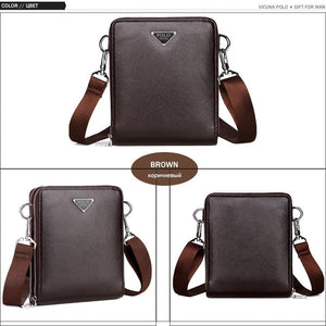 Planet Gates Luxury Brand Bags Leather Men's Single Shoulder Bag Double Pocket Men Bags Men Casual Crossbody Bag Handbag For Male