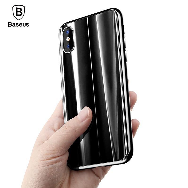 Planet Gates Luxury Case For iPhone X, Baseus Screen Protector Case For iPhone X 10 TPU & Tempered Glass Back Cover For iPhoneX Capinhas Capa