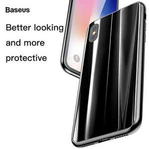 Planet Gates Luxury Case For iPhone X, Baseus Screen Protector Case For iPhone X 10 TPU & Tempered Glass Back Cover For iPhoneX Capinhas Capa