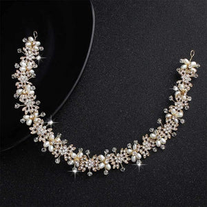 Planet Gates Luxury Clear Crystal Bridal Hair Vine Pearls Wedding Hair Jewelry Accessories Headpiece Women Crowns Pageant HS-J4506