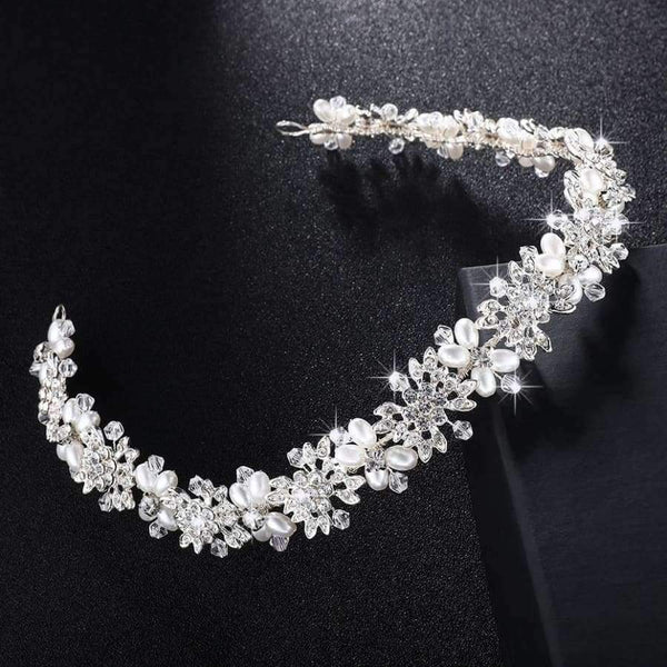 Planet Gates Luxury Clear Crystal Bridal Hair Vine Pearls Wedding Hair Jewelry Accessories Headpiece Women Crowns Pageant HS-J4506