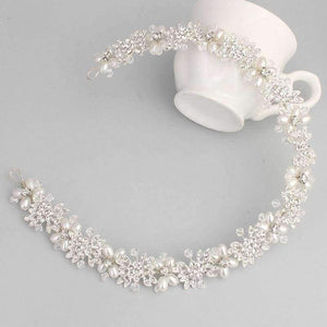 Planet Gates Luxury Clear Crystal Bridal Hair Vine Pearls Wedding Hair Jewelry Accessories Headpiece Women Crowns Pageant HS-J4506