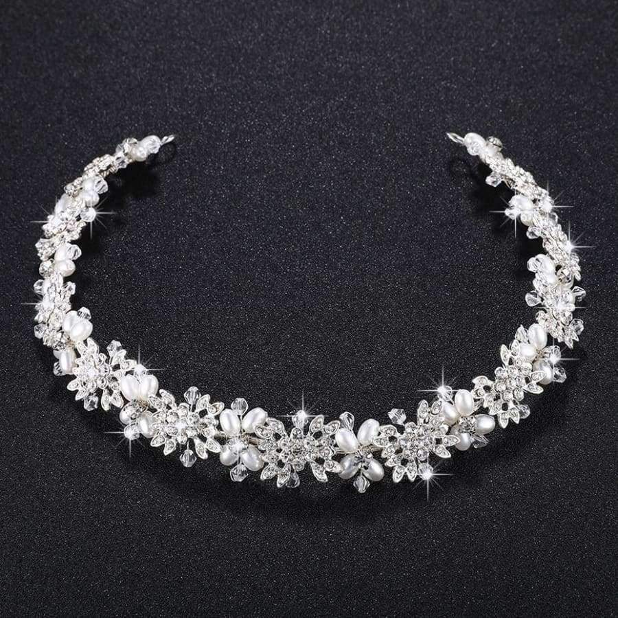 Planet Gates Luxury Clear Crystal Bridal Hair Vine Pearls Wedding Hair Jewelry Accessories Headpiece Women Crowns Pageant HS-J4506