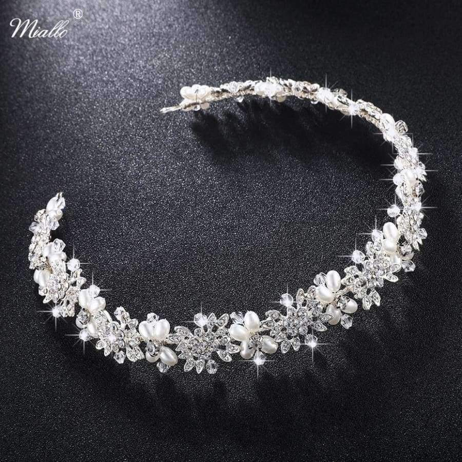 Planet Gates Luxury Clear Crystal Bridal Hair Vine Pearls Wedding Hair Jewelry Accessories Headpiece Women Crowns Pageant HS-J4506