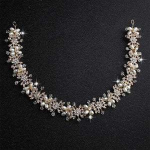 Planet Gates Luxury Clear Crystal Bridal Hair Vine Pearls Wedding Hair Jewelry Accessories Headpiece Women Crowns Pageant HS-J4506