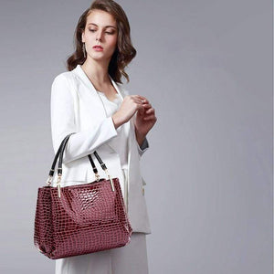 Luxury Crocodile Handbag Women Retro Three-pocket Large Shoulder Bag Female High Quality