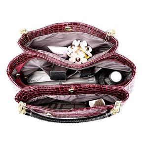 Luxury Crocodile Handbag Women Retro Three-pocket Large Shoulder Bag Female High Quality