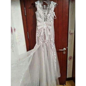 Planet Gates Luxury crystals Tassels cap sleeves sexy beaded illusion neckline design mermaid evening dress xj01980