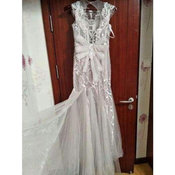 Planet Gates Luxury crystals Tassels cap sleeves sexy beaded illusion neckline design mermaid evening dress xj01980