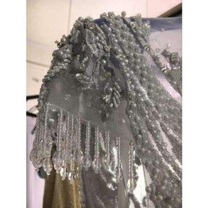 Planet Gates Luxury crystals Tassels cap sleeves sexy beaded illusion neckline design mermaid evening dress xj01980