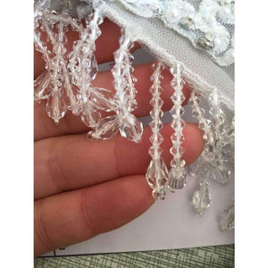 Planet Gates Luxury crystals Tassels cap sleeves sexy beaded illusion neckline design mermaid evening dress xj01980