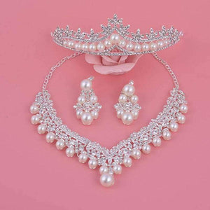 Planet Gates Luxury Fashion 2018 Necklaces Earrings Tiara Rhinestone Crystal Pearl Wedding Bride Party Wholesale Bridal Jewelry Sets