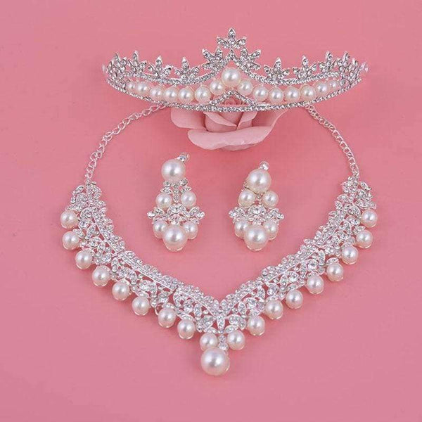 Planet Gates Luxury Fashion 2018 Necklaces Earrings Tiara Rhinestone Crystal Pearl Wedding Bride Party Wholesale Bridal Jewelry Sets