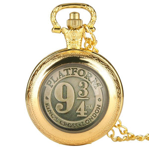 Planet Gates Luxury Gold Black/Bronze/Gold/Silver Clock 9 3/4 Platform King's Cross Quartz Pocket Watch Necklace Chain FOB Watch Pendant Art Collectibles