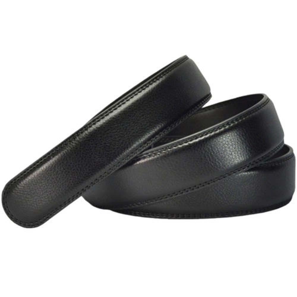 Luxury Men's Leather Automatic Ribbon Waist Strap Belt Without Buckle Black
