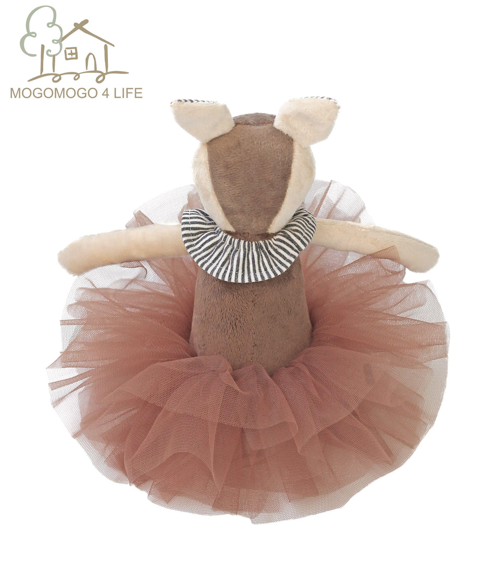 Luxury Mogo Handmade 37cm Cute Deer In Tutu Plush Toy Soft Stuffed Animal Doll Decorative Toys Soft Deer Home Accessories (Brown 37cm)