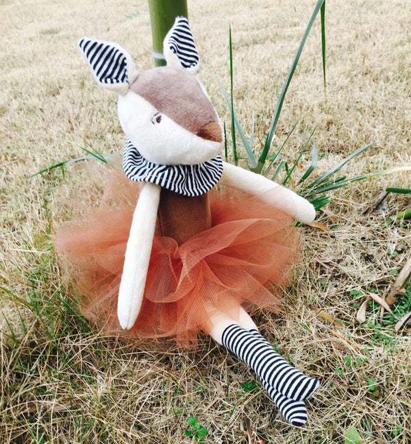 Luxury Mogo Handmade 37cm Cute Deer In Tutu Plush Toy Soft Stuffed Animal Doll Decorative Toys Soft Deer Home Accessories (Brown 37cm)