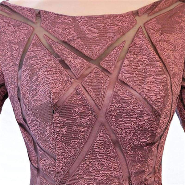 Planet Gates Luxury O-Neck Half Sleeve Embroidery Zipper Cocktail Dresses A-line Tea Length Formal Dress LX465