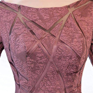 Planet Gates Luxury O-Neck Half Sleeve Embroidery Zipper Cocktail Dresses A-line Tea Length Formal Dress LX465