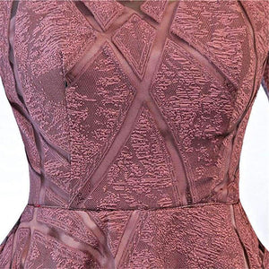 Planet Gates Luxury O-Neck Half Sleeve Embroidery Zipper Cocktail Dresses A-line Tea Length Formal Dress LX465