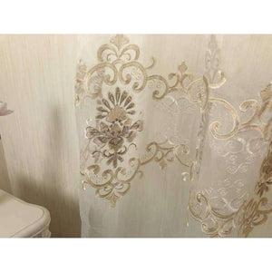 Planet Gates Luxury Water Soluble Screen Embroidery Sheer Voile Window Drapes for Living Room Door Gold Lace Curtains WP160-30