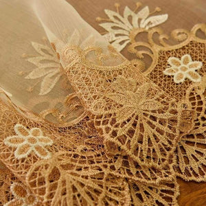 Planet Gates Luxury Water Soluble Screen Embroidery Sheer Voile Window Drapes for Living Room Door Gold Lace Curtains WP160-30