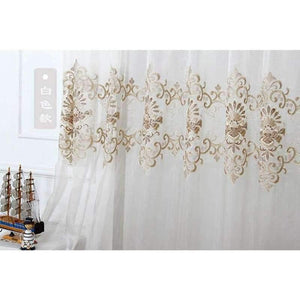 Planet Gates Luxury Water Soluble Screen Embroidery Sheer Voile Window Drapes for Living Room Door Gold Lace Curtains WP160-30