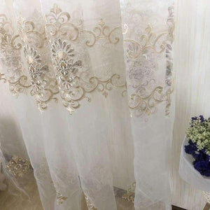 Planet Gates Luxury Water Soluble Screen Embroidery Sheer Voile Window Drapes for Living Room Door Gold Lace Curtains WP160-30