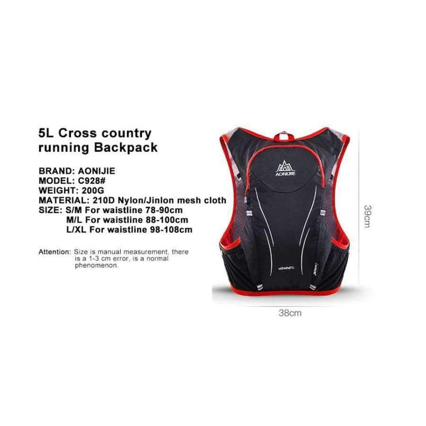 Planet Gates LXL all Outdoor Sports Backpack Women / Men Marathon Hydration Vest Pack for Exchange Cycling Hiking Running Water Bag