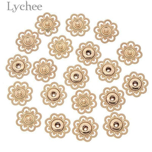 Planet Gates Lychee Life 10pcs Hollow Flower Shaped Metal Snap Buttons Gold Color Silver Color Button DIY Sewing Accessories For Clothes