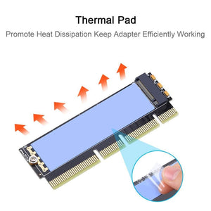 Planet Gates M.2 NVMe Adapter SSD to PCIe Card M2 Key M Driver with Silicone Cooling Pad Hard Drive Adapter Support PCIe x4x8x16 Slot