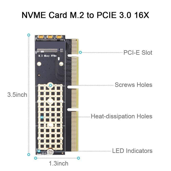 Planet Gates M.2 NVMe Adapter SSD to PCIe Card M2 Key M Driver with Silicone Cooling Pad Hard Drive Adapter Support PCIe x4x8x16 Slot
