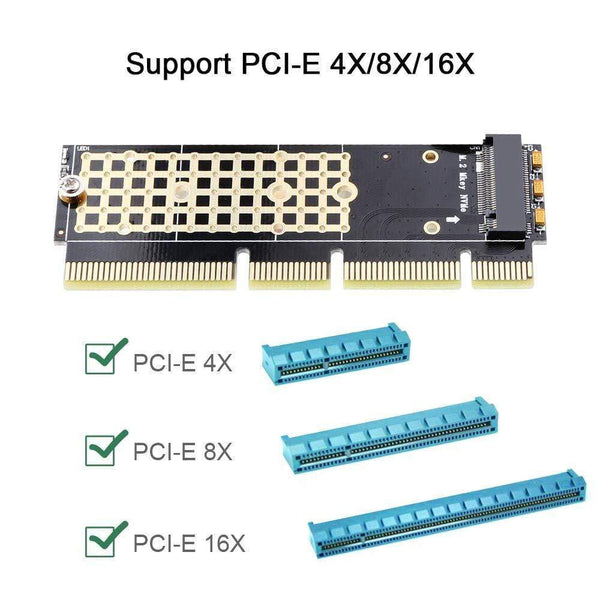 Planet Gates M.2 NVMe Adapter SSD to PCIe Card M2 Key M Driver with Silicone Cooling Pad Hard Drive Adapter Support PCIe x4x8x16 Slot