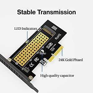 Planet Gates M.2 NVMe SSD Express Card M Key to PCIE 3.0 X4 Adapter External SSD Support 230-2280 Size M.2 FULL SPEED