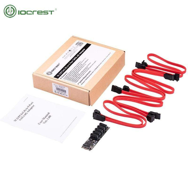 Planet Gates M.2 (PCIe 3.0) to 5 Ports SATA III 6G SSD Adapter with SATAIII Cable support UEFI