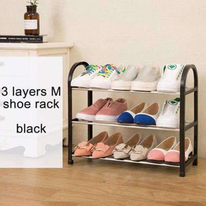 Planet Gates M-3L-Black Black Multi layer Shoe Rack Plastic parts Steel Pipe Shoes Shelf Easy Assembled Storage Organizer Stand Holder Home Decoration
