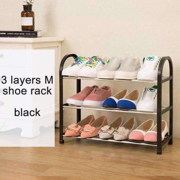 Planet Gates M-3L-Black Black Multi layer Shoe Rack Plastic parts Steel Pipe Shoes Shelf Easy Assembled Storage Organizer Stand Holder Home Decoration