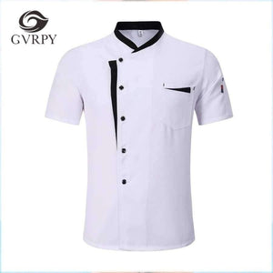 Planet Gates M-3XL High Quality Wholesale Unisex Kitchen Cooker Chef Uniforms Bakery Food Service Short Sleeve Breathable Chef Jacket & Apron