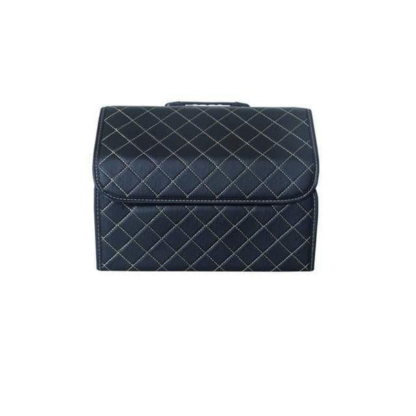 Planet Gates M All Black Car Trunk Organizer Box Storage Bag Auto Trash Tool Bag PU Leather Folding Large Cargo Storage Stowing Tidying Car Accessories