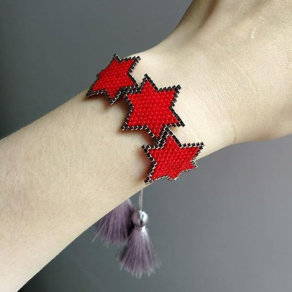 Planet Gates M-B190718-Star Star Charm Tassel Jewelry Miyuki Bracelet for Women Delica Bead with Red Heart Pulseras Men moda mujer