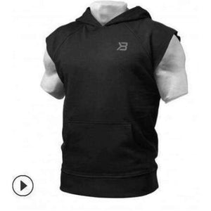 Planet Gates M / black Fitness Bodybuilding  Sweatshirts Sports GYM Gyms Hoody Short Sleeve  Sweatshirt Training Tops   Jackets Clothes