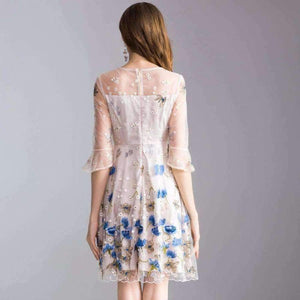 Planet Gates M Dress Summer 2018 High Quality Women Lux Embroidery Flare Sleeve Elegant Party Tulle Lace Dress Events Festa