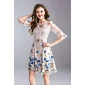 Planet Gates M Dress Summer 2018 High Quality Women Lux Embroidery Flare Sleeve Elegant Party Tulle Lace Dress Events Festa