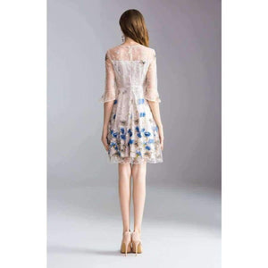 Planet Gates M Dress Summer 2018 High Quality Women Lux Embroidery Flare Sleeve Elegant Party Tulle Lace Dress Events Festa