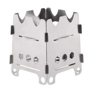 Folding Wood Stove Outdoor Camping Stove with Alcohol Tray Ultralight Stainless Steel Pocket Burner for Picnic Hiking