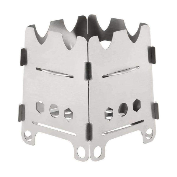 Folding Wood Stove Outdoor Camping Stove with Alcohol Tray Ultralight Stainless Steel Pocket Burner for Picnic Hiking