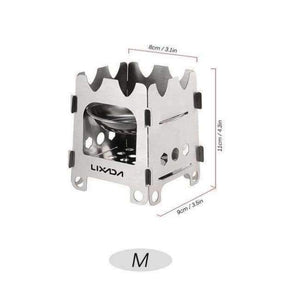 Folding Wood Stove Outdoor Camping Stove With Alcohol Tray Ultralight Stainless Steel Pocket Burner For Picnic Hiking - M